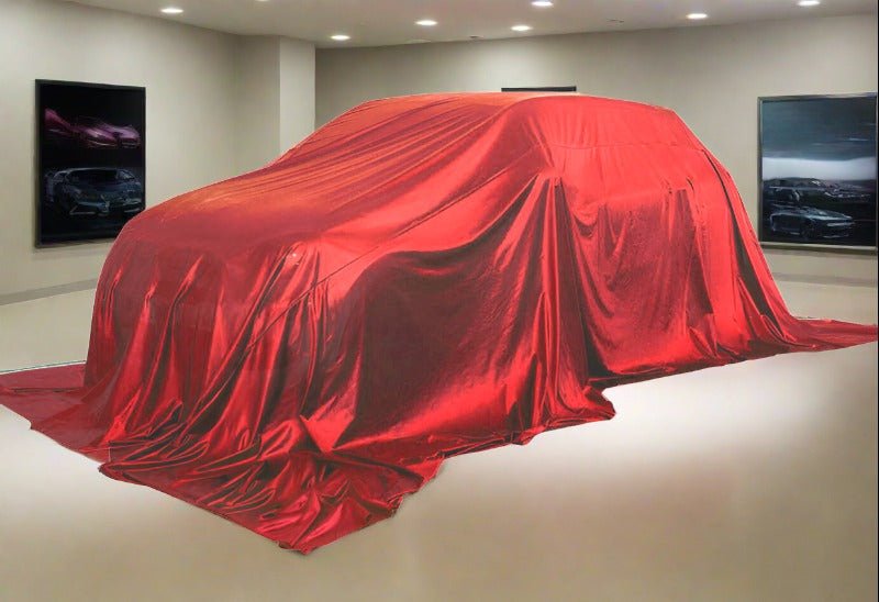 red_glossy_silk_car_reveal ##Silk Car Cover## ##Car Reveal## ##Car Cover Cloth##